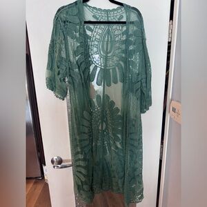 A pink and a Green Lace Kimono Cover-UPS bundle